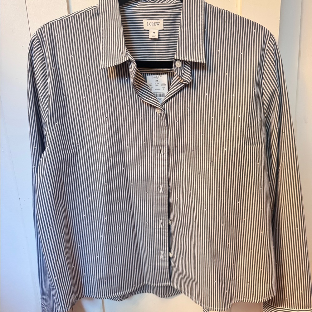 J.Crew Striped Button-Up Shirt in Blue and White